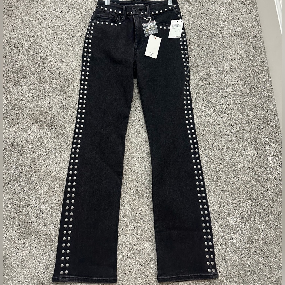 Good American Black Studded Jeans